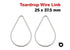 2 Pcs, Sterling Silver Wire Teardrop link, 25 x 37.5 mm, (SS-1026-37.5)